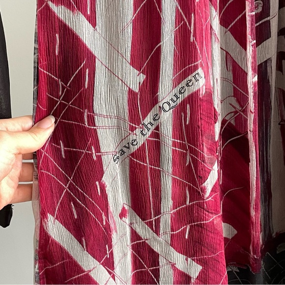 Save the Queen Italy Y2K Vintage “NEW YORKER” Wet Look Silk Chiffon Dress - Picture 2 of 7